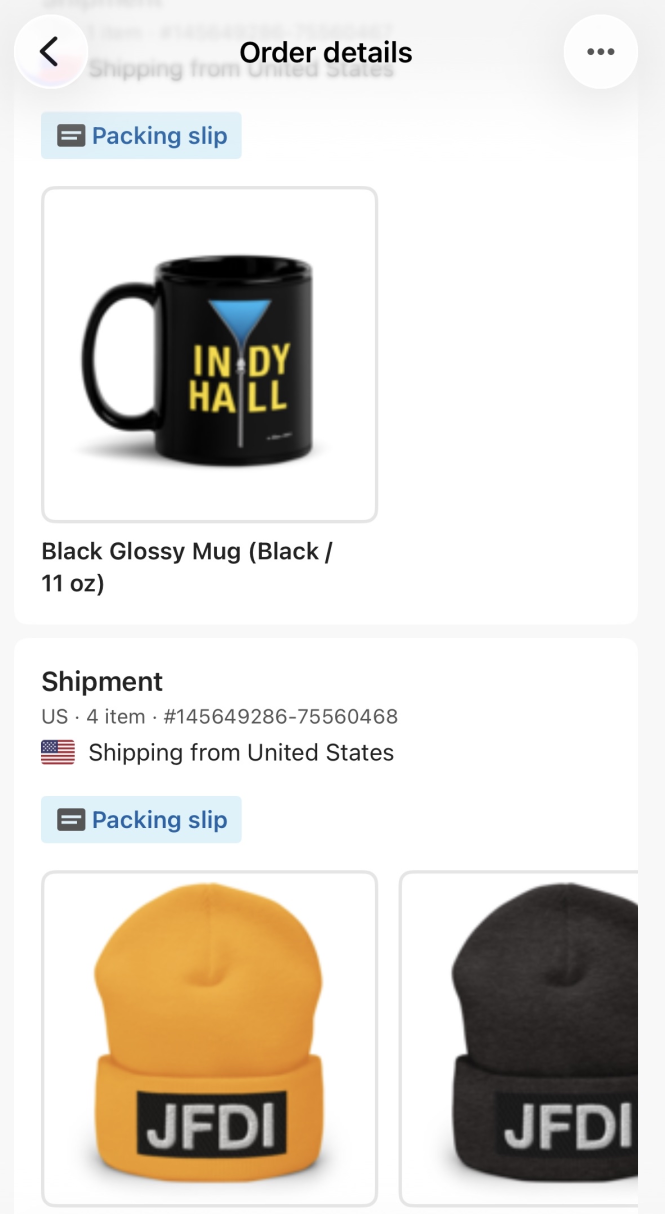 Indy Hall merch order